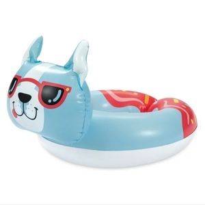 Inflatable Donut Dog Split Swim Ring, Blue, for Kids